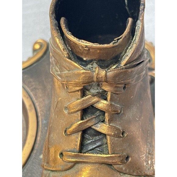 VTG Alice Ames Boston MA Bronze Baby Shoe Tray Pencil Coin Holder Desk Office - Picture 5 of 10